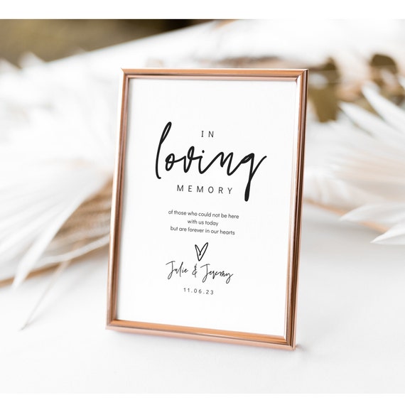 In Loving Memory Sign, Printable Memorial Sign, Memory Table Signs, Modern Minimalist, Canva Template | 88