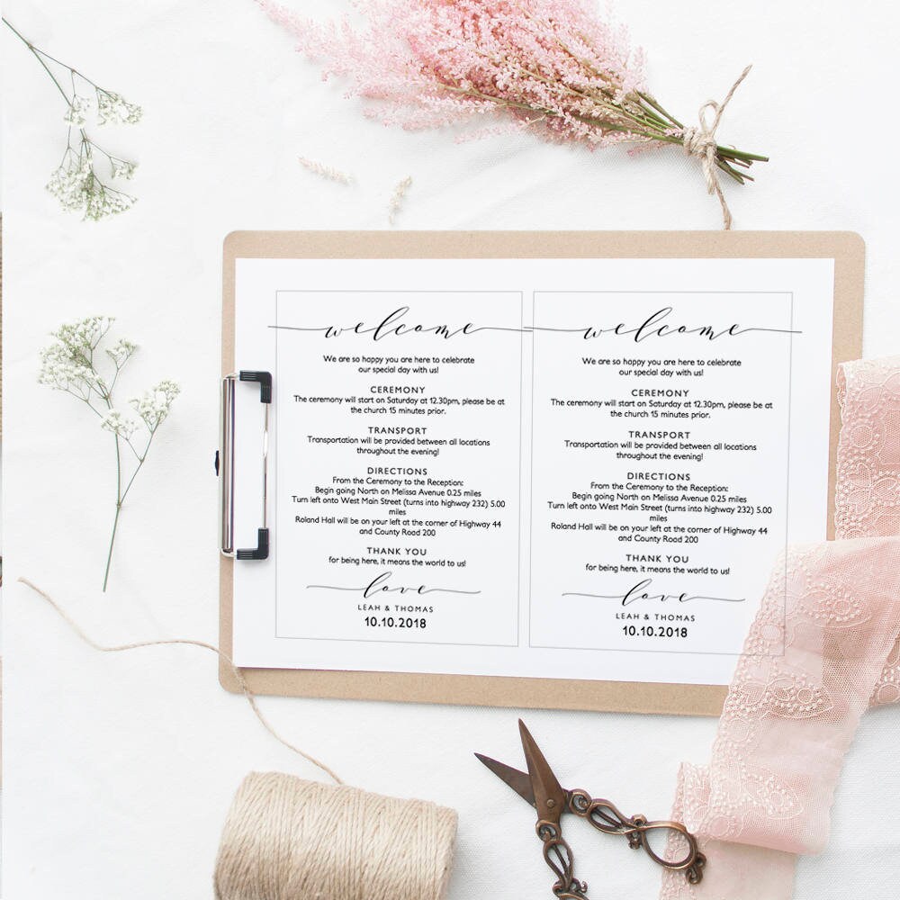 Wedding Welcome Letter Template