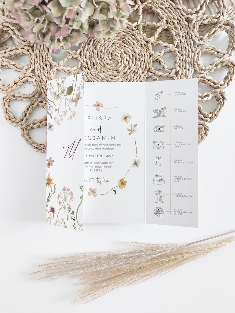 Wildflower wedding invitation