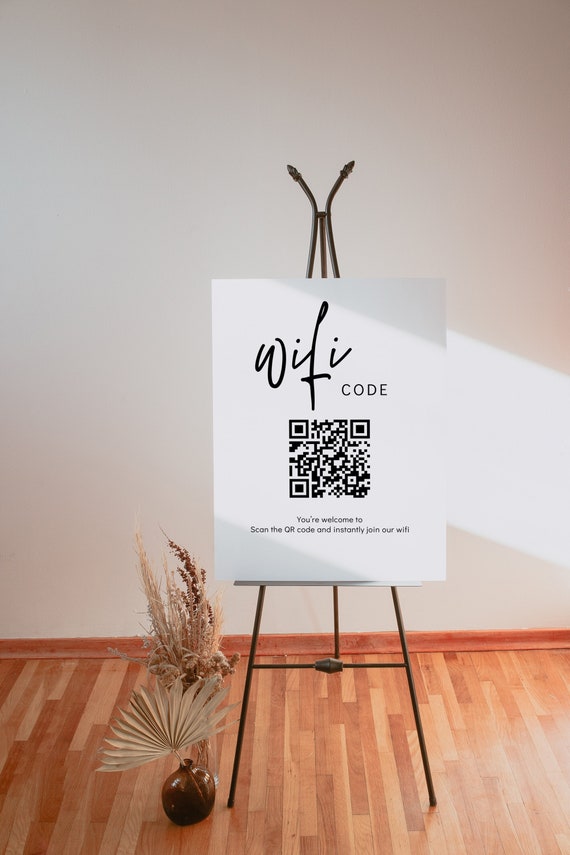 QR Wifi Code, Connect to Our Wifi, Printable Wifi Code Sign, Scan to Connect, Printable Template, Canva Template | 88