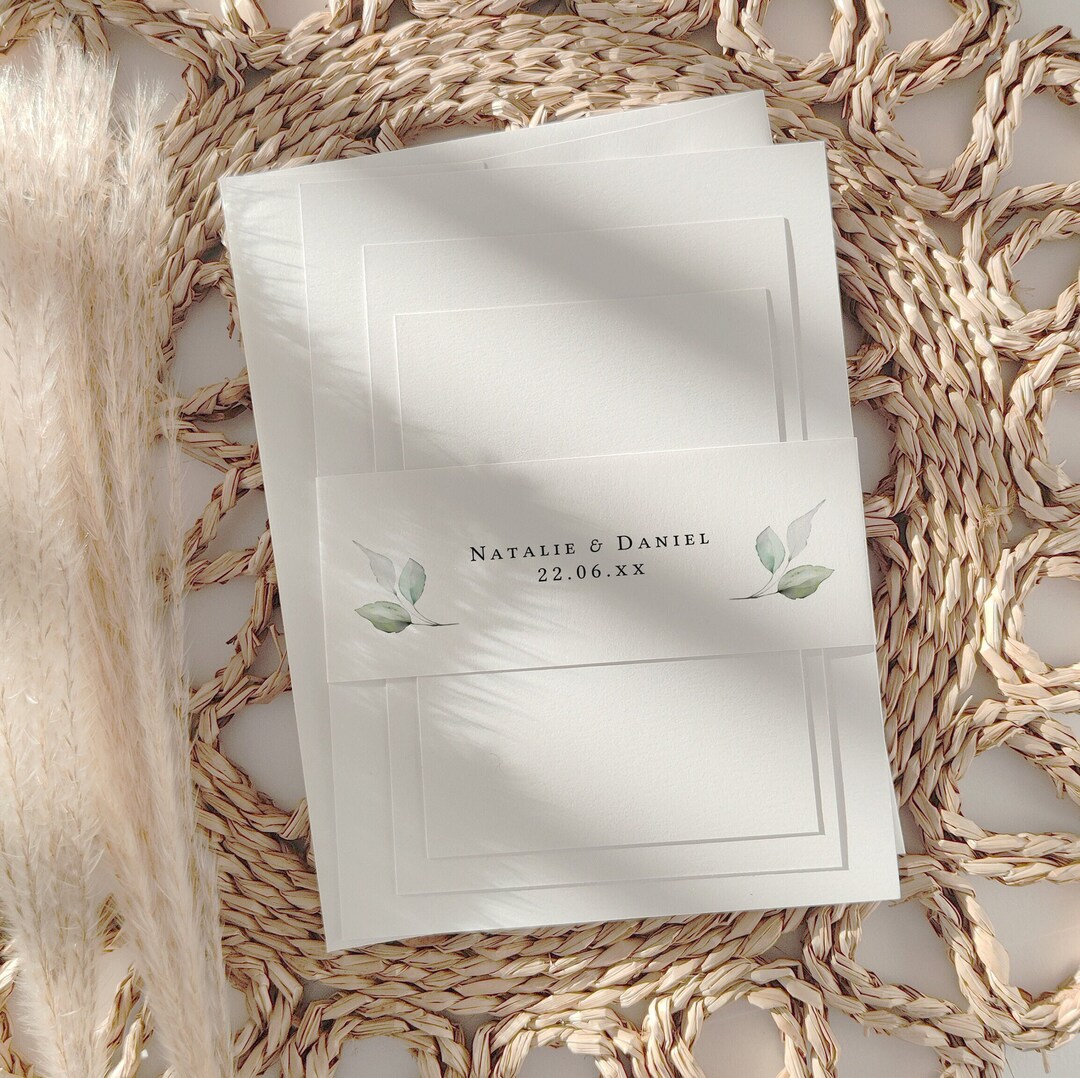 DIY Printable Belly Band Template, Wedding Invitation Wrappers Belly ...