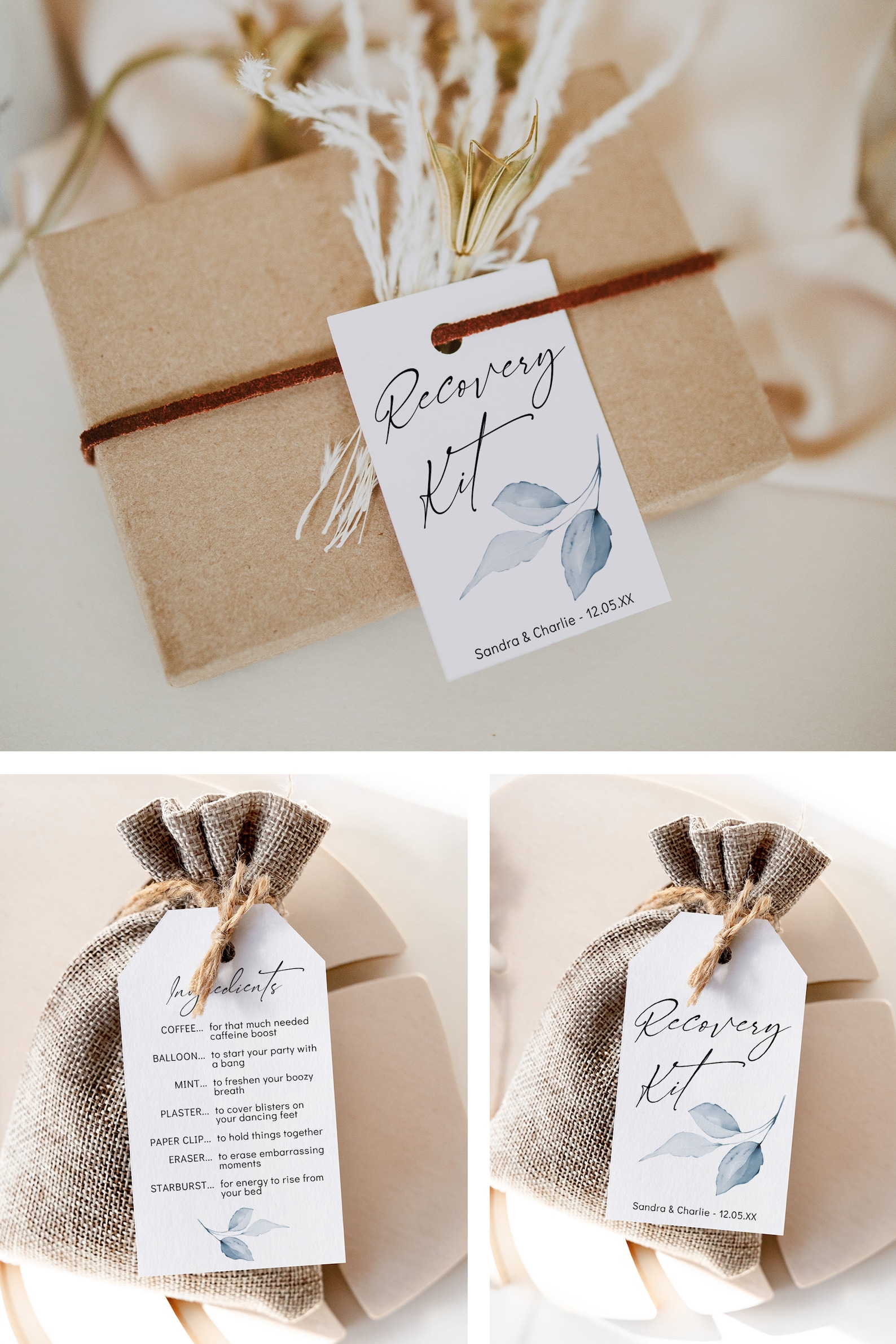 Recovery Kit Tags, Printable Hangover Kit Tag Template, Party Hangover ...