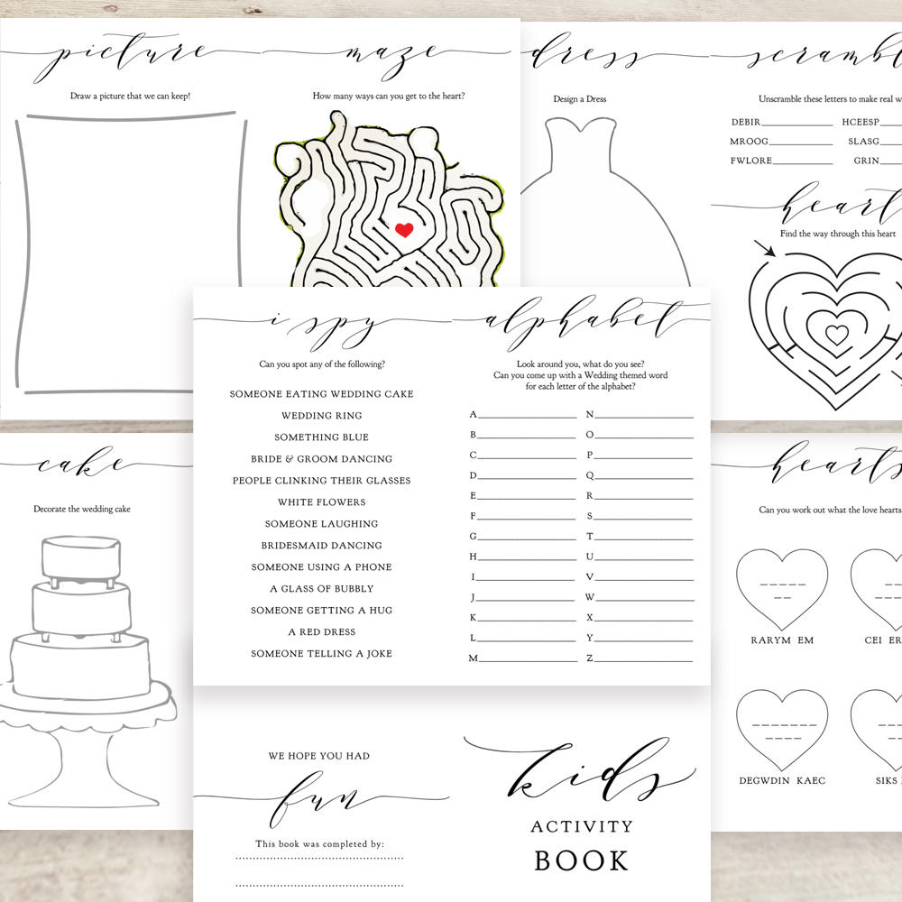 wedding kids activity book printable wedding activities