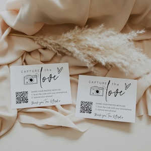 Capture the Love QR Code, Wedding Photo Signs, Share the Love, Wedding QR Code Signs, Horizontal & Vertical, Canva Template 88 zdjęcie 3