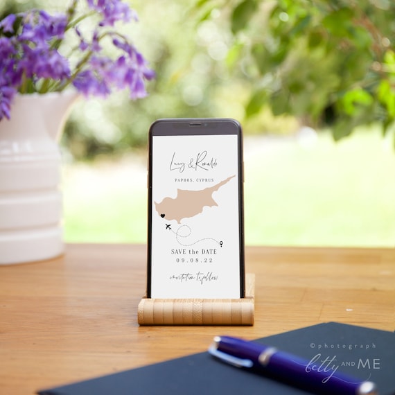 Destination - Cyprus Electronic Save the Date, Text Message Save the Dates Anywhere in Cyprus, Evite Destination, Corjl Templates, FREE Demo