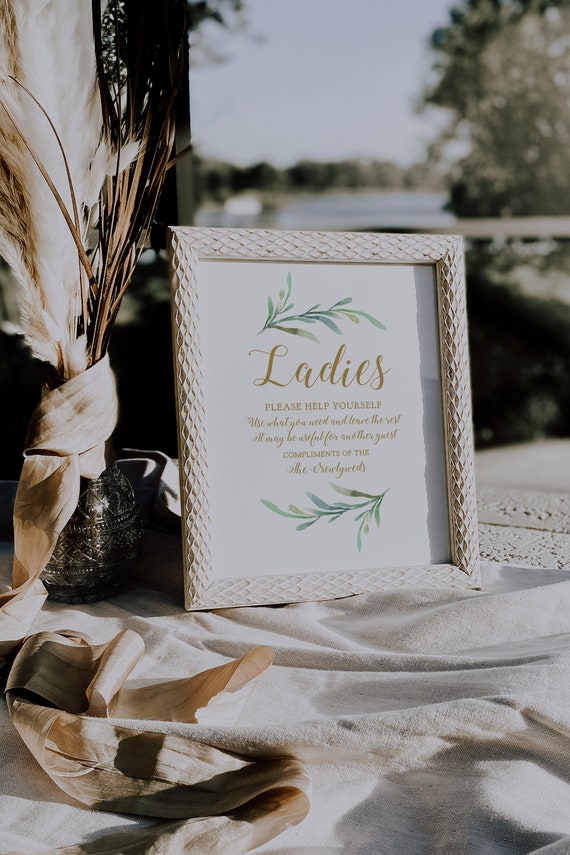 Ladies Please Help Yourself Sign, Printable Compliments of the Newlyweds sign, Ladies, Gentlemen, Corjl Template or Instant Download