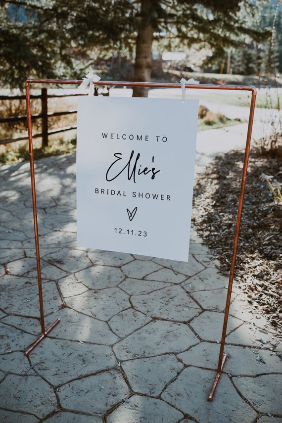 Welcome to Bridal Shower Signs in 7 Sizes, Minimalist Printable Shower Sign Templates, Corjl Template, FREE Demo | 88