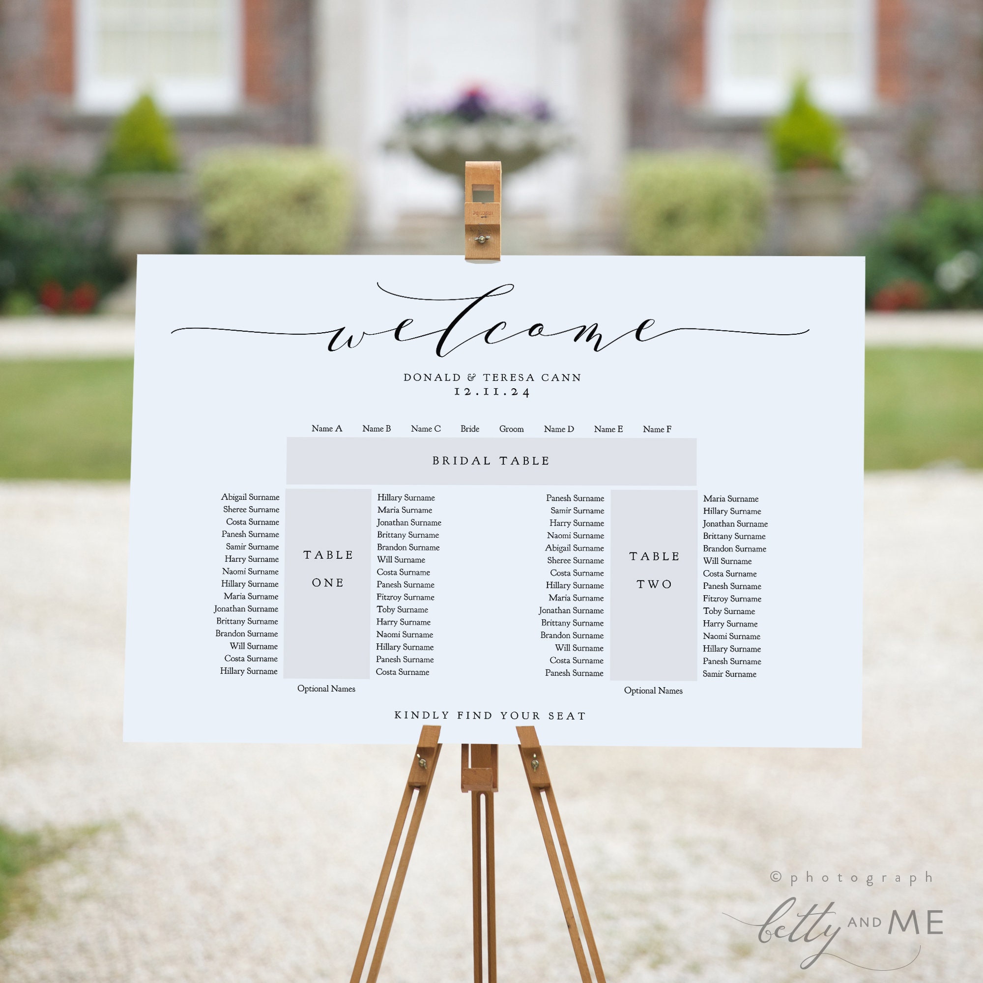 Two Table Plus Top Table Seating Plan, Printable Banquet Table