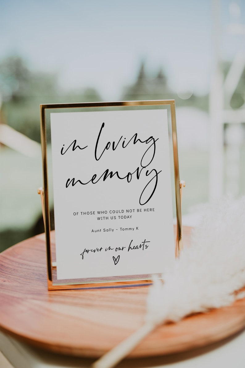 In Loving Memory Sign, Printable In Loving Memory Sign for Wedding, 3 Variations, Modern Minimalist Memorial Sign, Canva Template 86 image 2