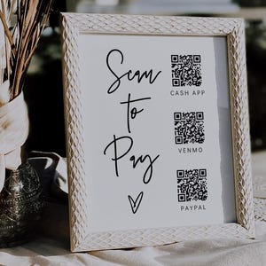 Scan to Pay-Zeichen, druckbare QR-Code-Schildvorlage, Kunden-QR-Code-Zahlungsschild, 6 Größen, kleines Geschäftsschild, Canva-Vorlagen | Sig. 88
