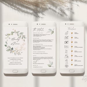 Greenery Digitales Hochzeitseinladungs-Set, Canva Templates, Evite, Digitale Hochzeit, Smartphone Invites, Canva Templates | 80G