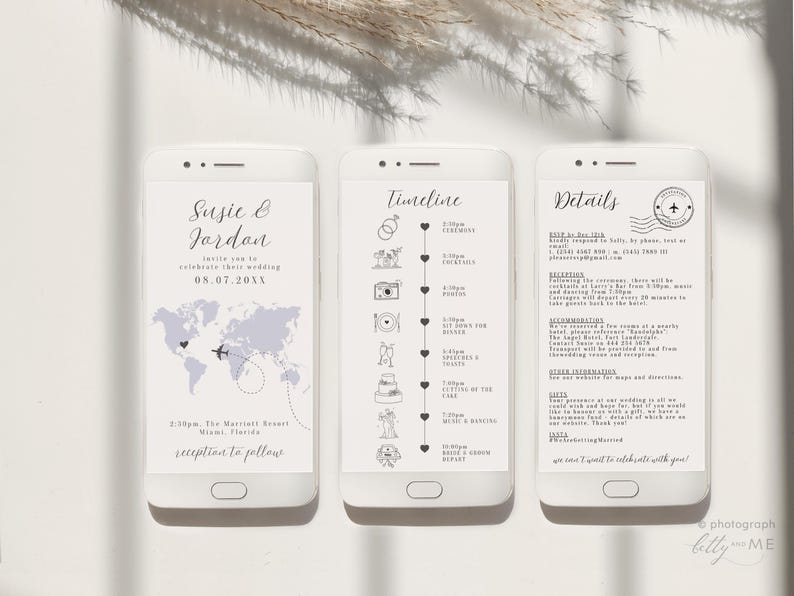 Destination Wedding Phone Invitation Set