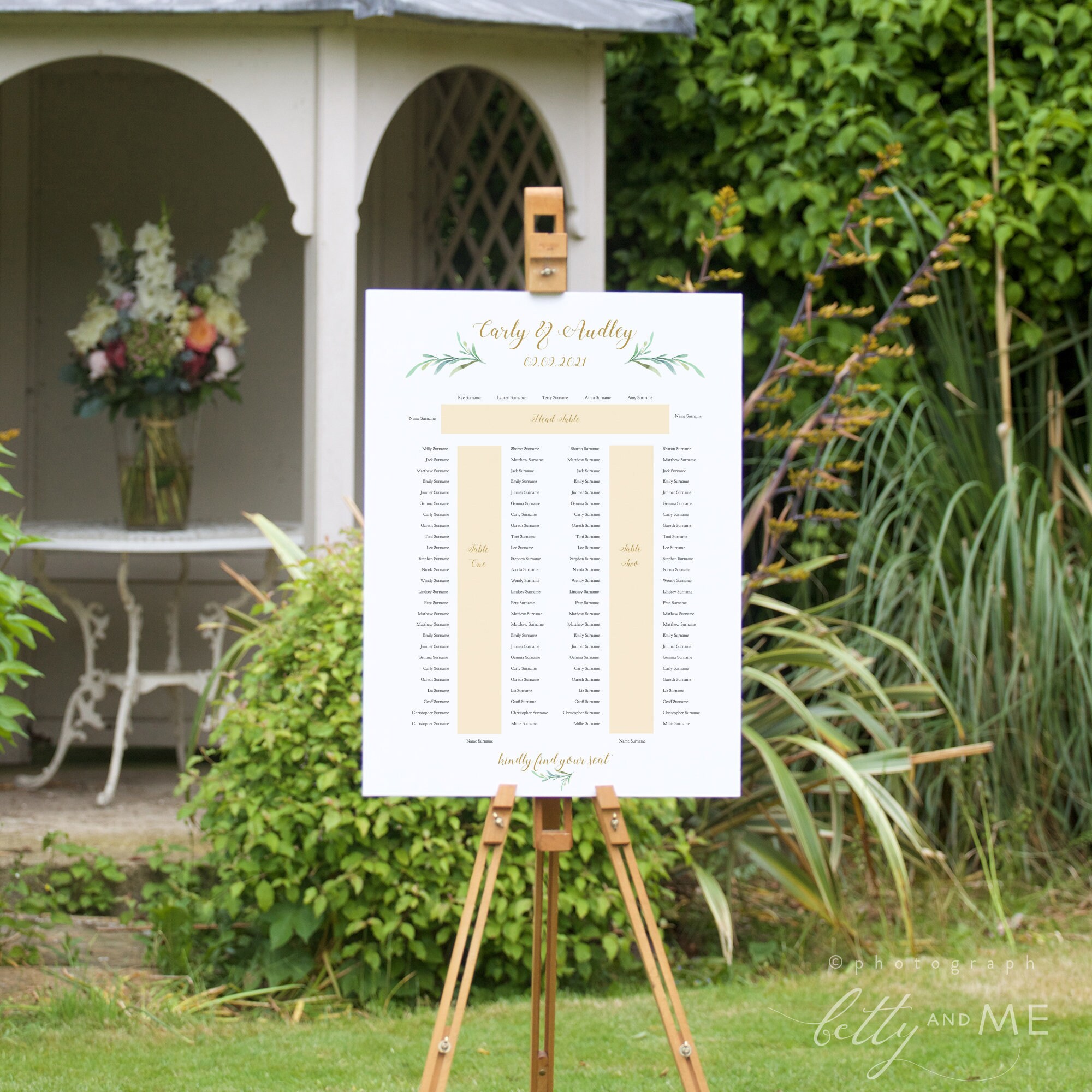 Banquet Table Seating Plan, Horseshoe Shape, 3 tables Top table 2