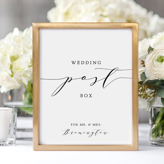 Wedding Post Box Sign, Wedding PostBox Sign Printable template, 8x10", "Wedding" FREE Demo Corjl