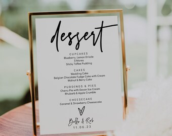 Wedding Dessert Menu, Printable Dessert Menu Template, Wedding Treat Menu, Sweet Menu Templates, 3 Sizes, Corjl Template, FREE Demo | 88