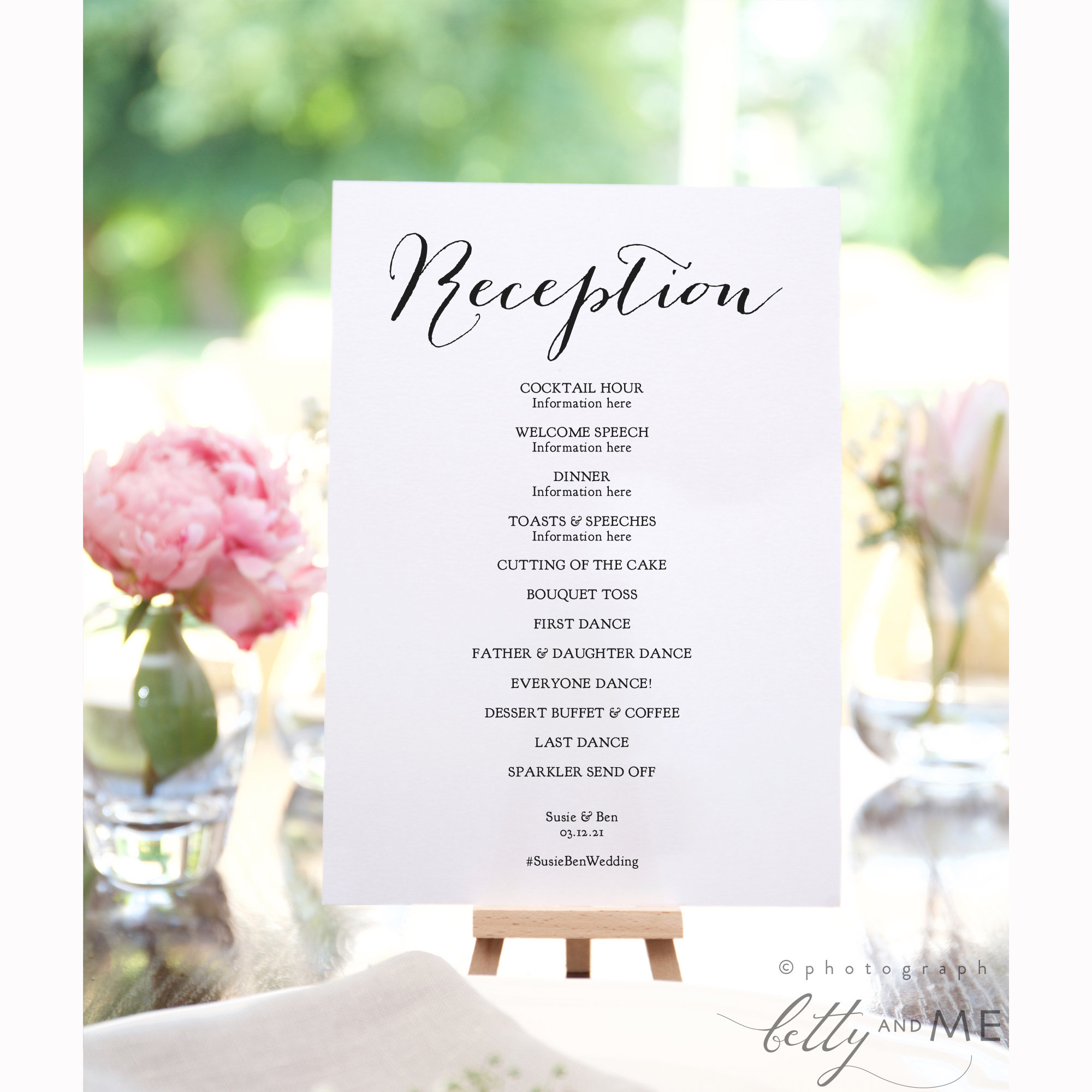 Reception Program Printable DIY Wedding Reception Card in 10