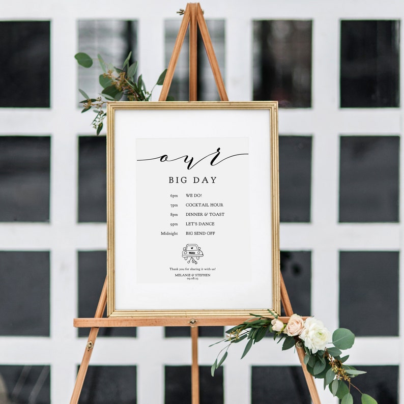 Order of the Day Wedding Sign 4 Sizes Our Big Day Printable image 3