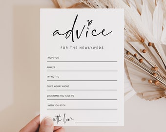 Advice For The Bride And Groom Card, Printable Advice Cards Wedding, Bridal Shower Advice Cards, 4 sizes, Canva Templates | 86