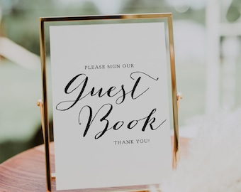 Minimalist Guest Book Sign, Printable Guest book sign, Wedding signs, Guest Book table sign, 5x7", 8x10", Sweet Bomb. Download & Print.