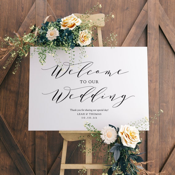 Welcome Sign, Welcome to our Wedding Sign Printable, 6 sizes 16x20", 18x24", 24x36", A1, A2, A3, "Wedding" Corjl FREE Demo
