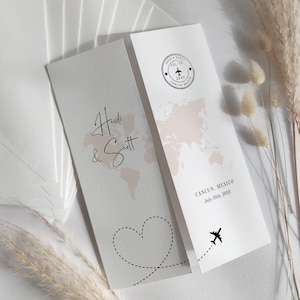 Destination - Wedding Invitations, Travel Inspired Folded Invitation Templates, Destination Wedding Invitations, Canva Templates image 2