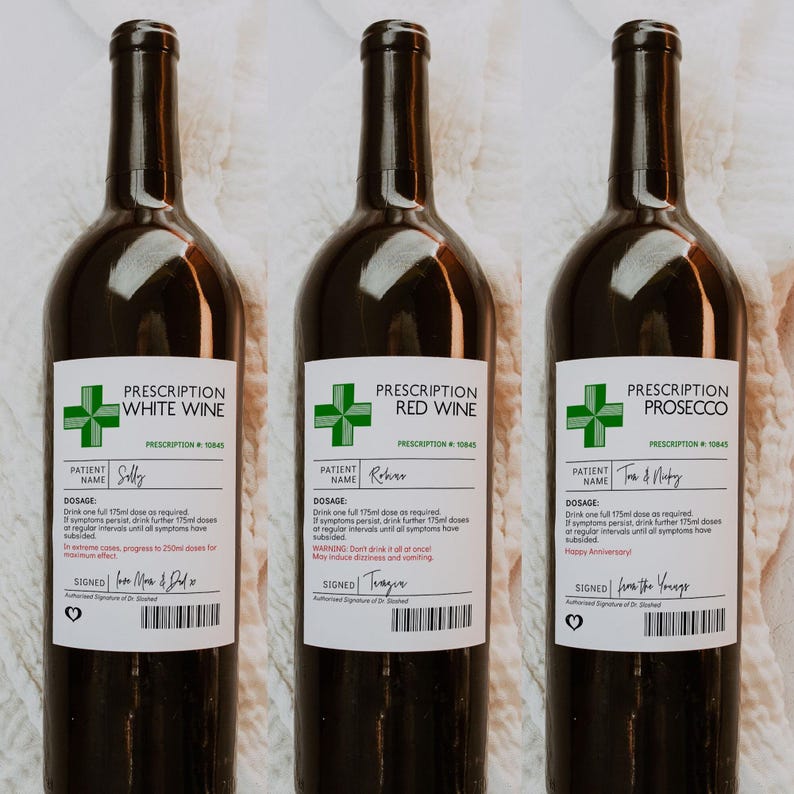 Prescription Wine Bottle Labels
