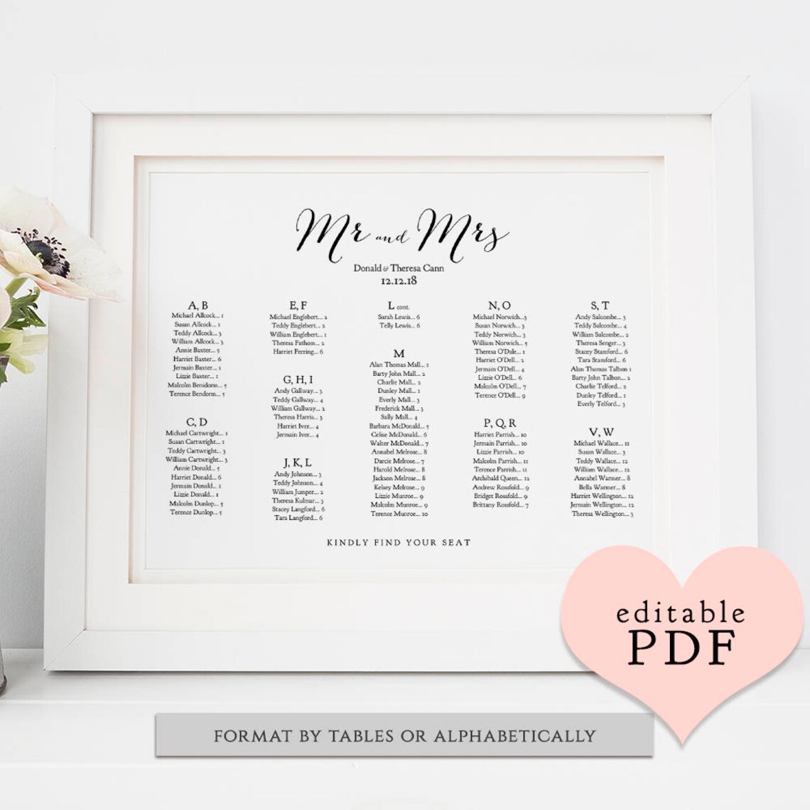 Name place card template printable name cards instant download | Etsy