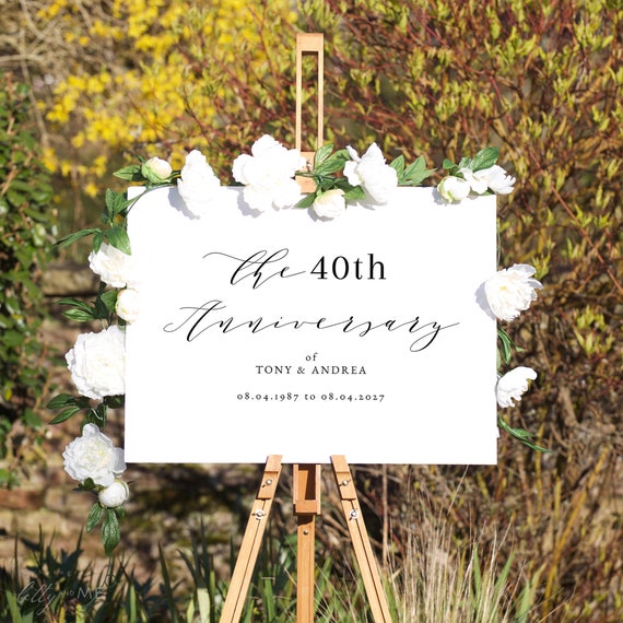 40th Anniversary Welcome Sign, Printable 40th Anniversary or any other number, DIY Printable, "Wedding" 6 sizes, Corjl Template, FREE Demo