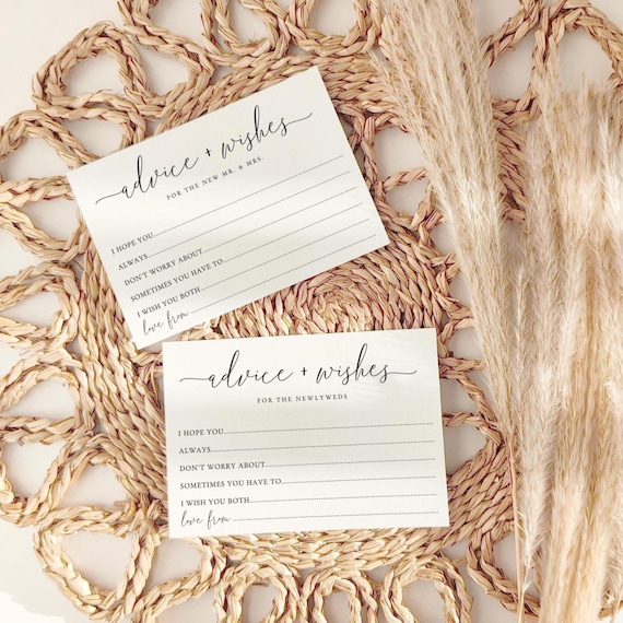 Canva Newlywed Advice and Wishes Cards, Marriage Advice Cards, Bridal Shower Advice Cards, 4 sizes, Canva Templates | 68