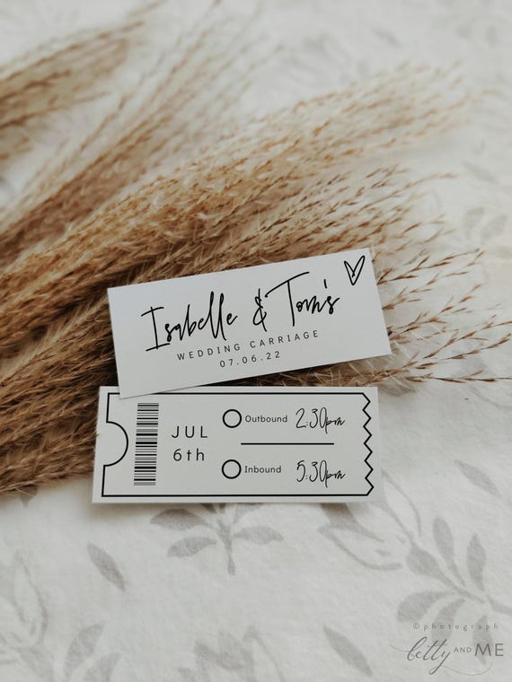 Wedding Carriage Ticket, Printable Bus Coach Ticket, Wedding Bus Ticket Template, 4 sizes, Canva Templates | 88
