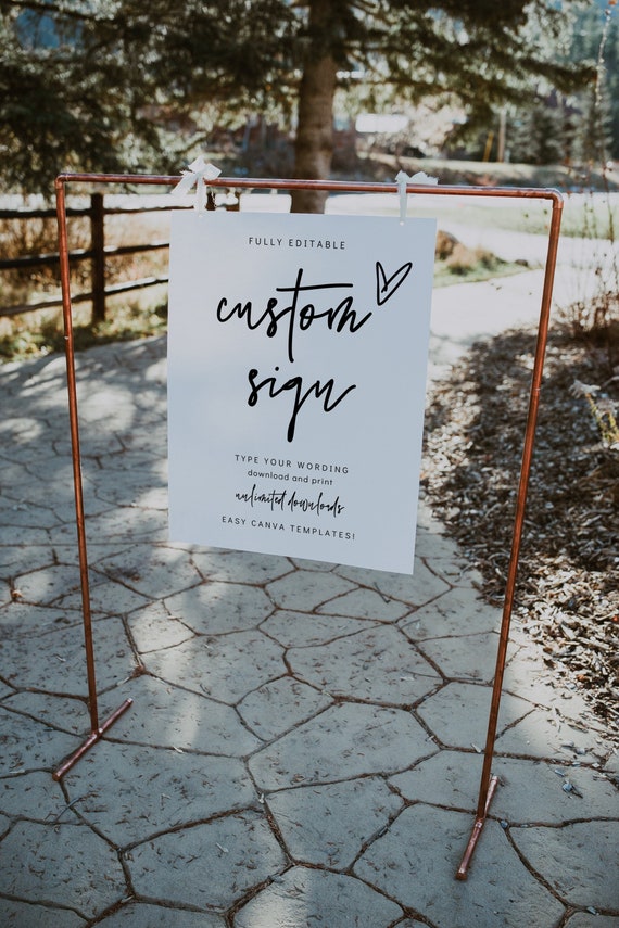 Custom Signs in 10 Sizes, Fully Editable Signs, Printable Custom Signs, Minimalist Wedding, Party Signs, Canva Templates | 88