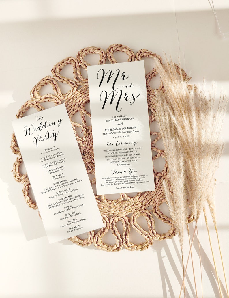 Wedding Programs Instant Download Template. Sweet Bomb. Edit, Print, Trim, DIY Editable Printable Template, Corjl Template, FREE Demo image 1