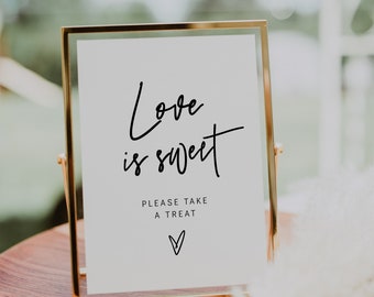 Love is Sweet Sign Printable, Sweet Treat Baby Shower, Bridal Shower, Modern Minimalist Wedding Favor Sign, Corjl Template, FREE Demo | 88