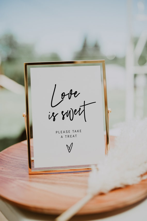 Love is Sweet Sign Printable, Sweet Treat Baby Shower, Bridal Shower, Modern Minimalist Wedding Favor Sign, Corjl Template, FREE Demo | 88