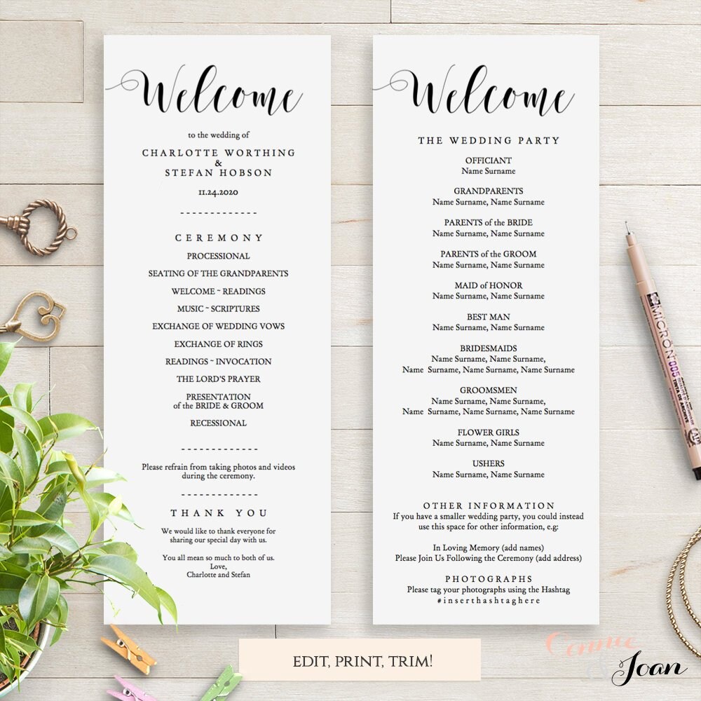 long wedding program template
