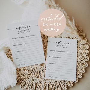 Advice and Well Wishes Cards / Sign, DIY Marriage Printable Advice Cards and Sign, 5x7" cards AND sign 'Wedding', Download and Print. image 2