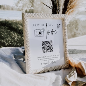 Capture the Love QR Code, Wedding Photo Signs, Share the Love, Wedding QR Code Signs, Horizontal & Vertical, Canva Template 88 zdjęcie 8