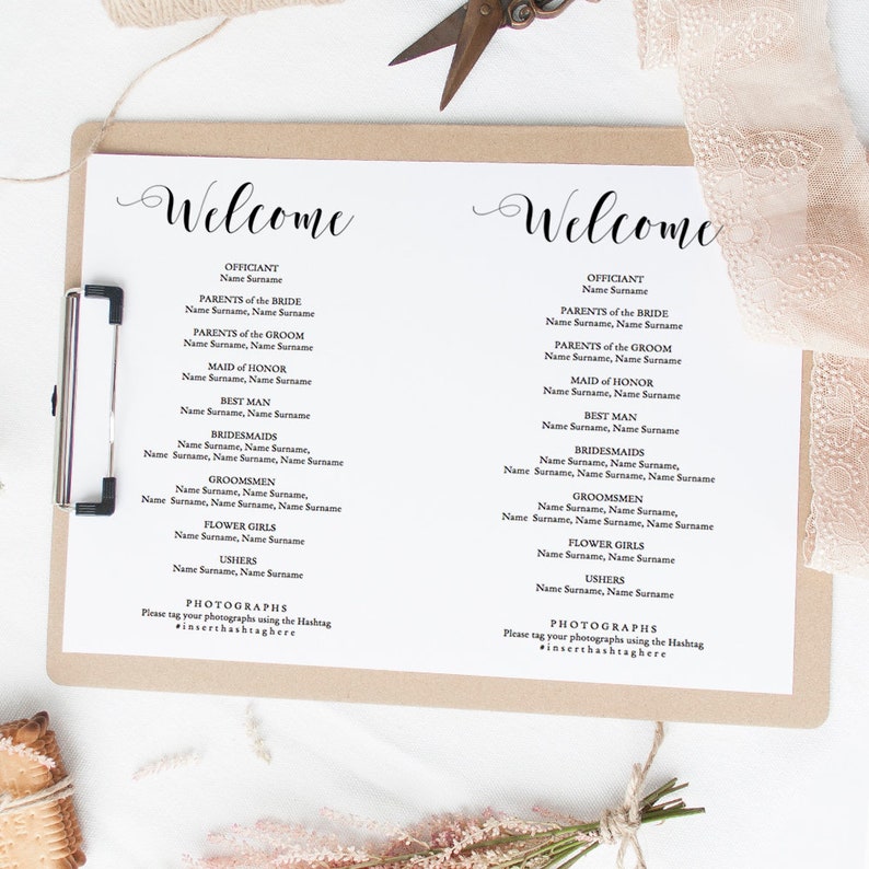 double-sided-wedding-program-template-half-page-printable-etsy