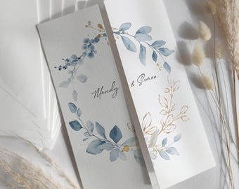 Dusty Blue Gatefold Wedding Invitations, Templates for Invitations, Canva Templates | 80 Dusty Blue
