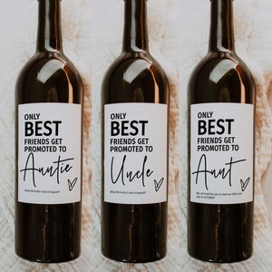 Only Best Friends get Promoted to Auntie, Canva Pregnancy Announcement Wine Label Template, Printable Labels, Canva Templates | 88 image 6