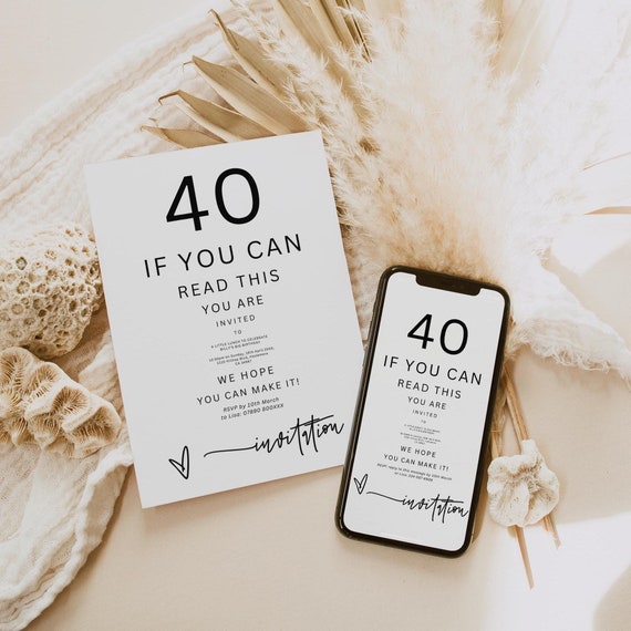 40th Birthday Invitation, 40th Invitations, Printable and Electronic Birthday Party Invitation, Fun Birthday Invitation, Canva Template | 88