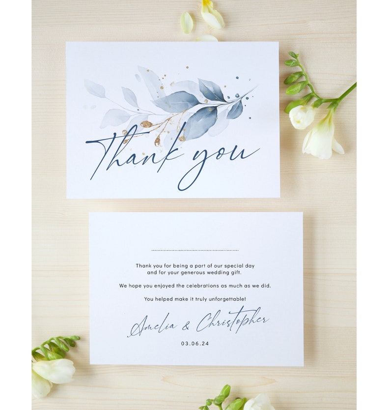 Dusty Blue Thank You Cards, Printable Thank You Cards, Dusty Blue Wedding, Thank You Cards, Corjl Template, FREE Demo 80 Dusty Blue image 9