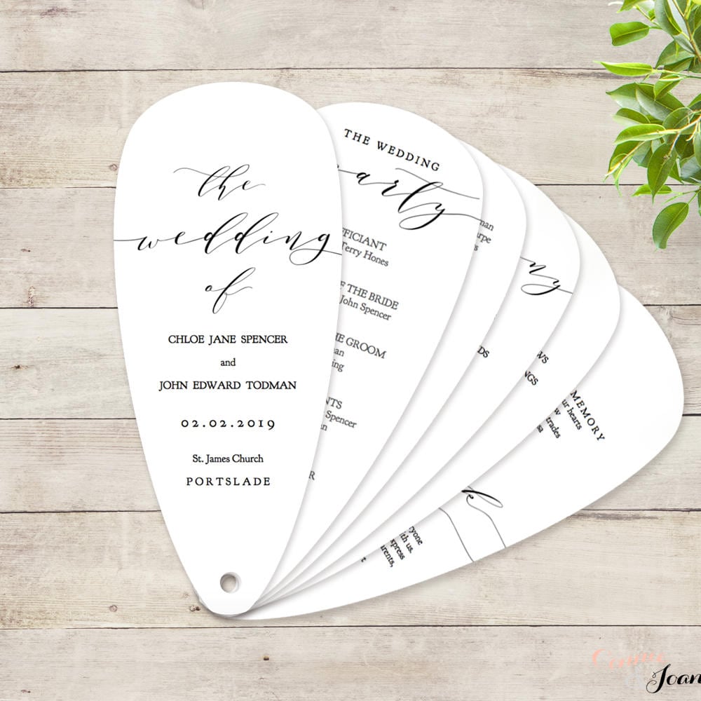 Fan Wedding Program Petal Fan Program Printable Instant Download 