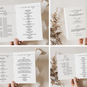 Romantic wedding program template, folded order of service Booklets. Printable program, front, back, inside, Wedding Corjl FREE Demo image 4