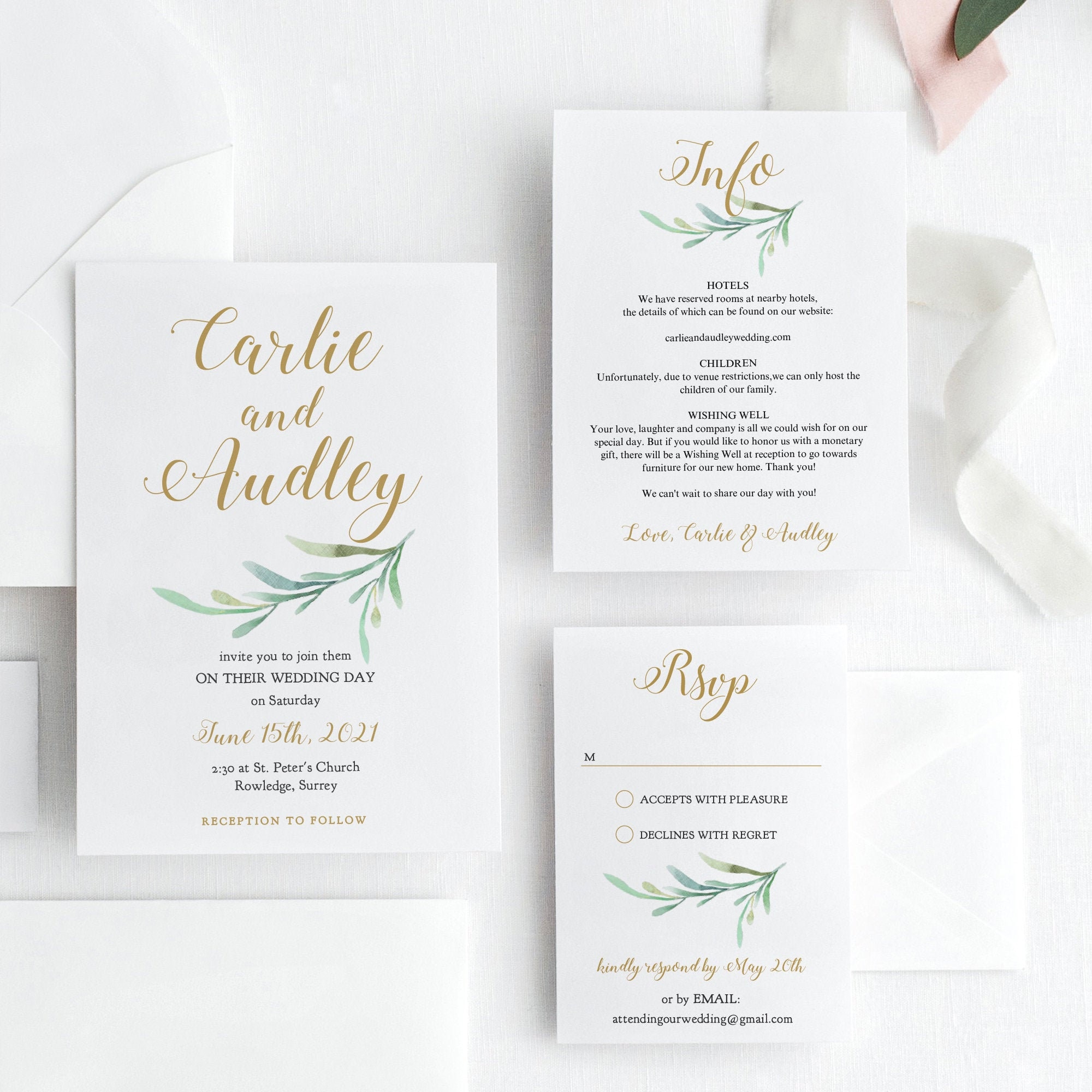 Wedding Invitation Template Set Printable Invitation RSVP - Etsy