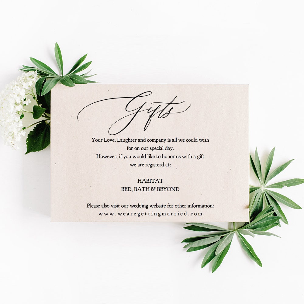 Gifts Card Template Printable Gift Card Gift Registry, 5x3