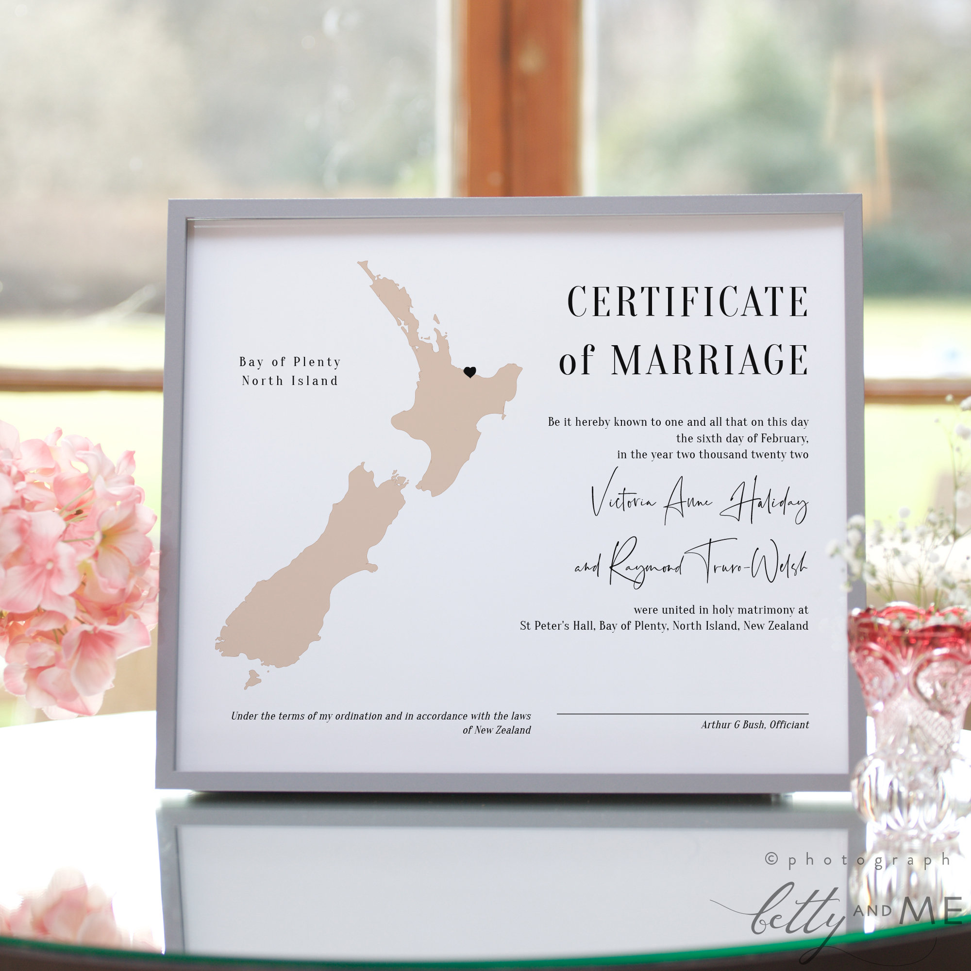 Destination - New Zealand Marriage Certificate, Wedding Keepsake, Printable  Certificate of Marriage, Corjl Templates, FREE Demo