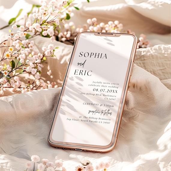 Scrollable Canva Wedding Invitations, Website Invitations, Minimalist Electronic Invitations, Smartphone Invites, RSVP, Canva Templates | 90