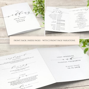 Romantic wedding program template, folded order of service Booklets. Printable program, front, back, inside, Wedding Corjl FREE Demo image 10