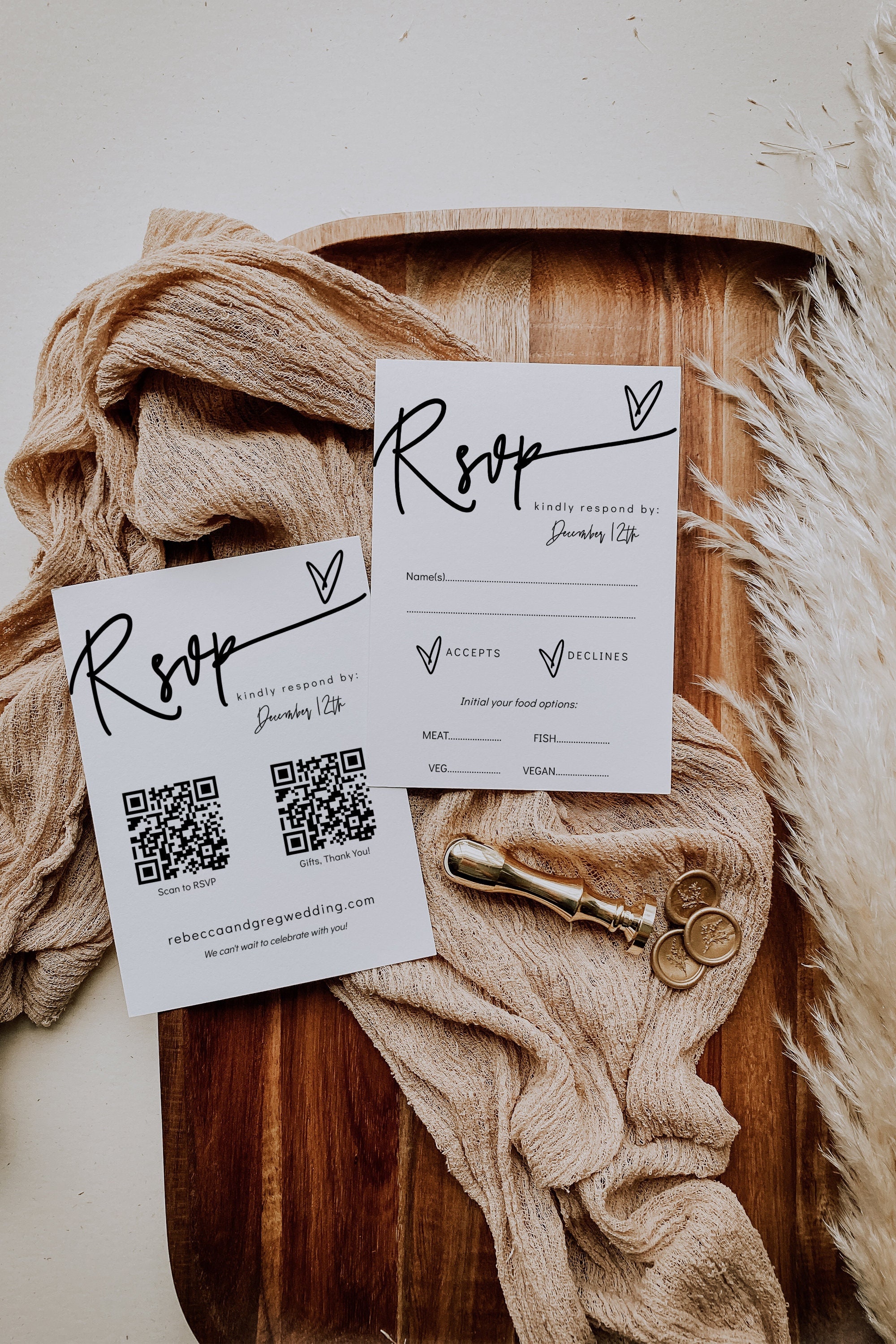 QR Code Rsvp Card Wedding Rsvp QR Codes Scan To Rsvp Online Front 